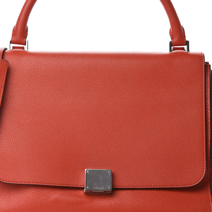 Celine Drummed Calfskin Suede Medium Trapeze Coquelicot 11 of 11