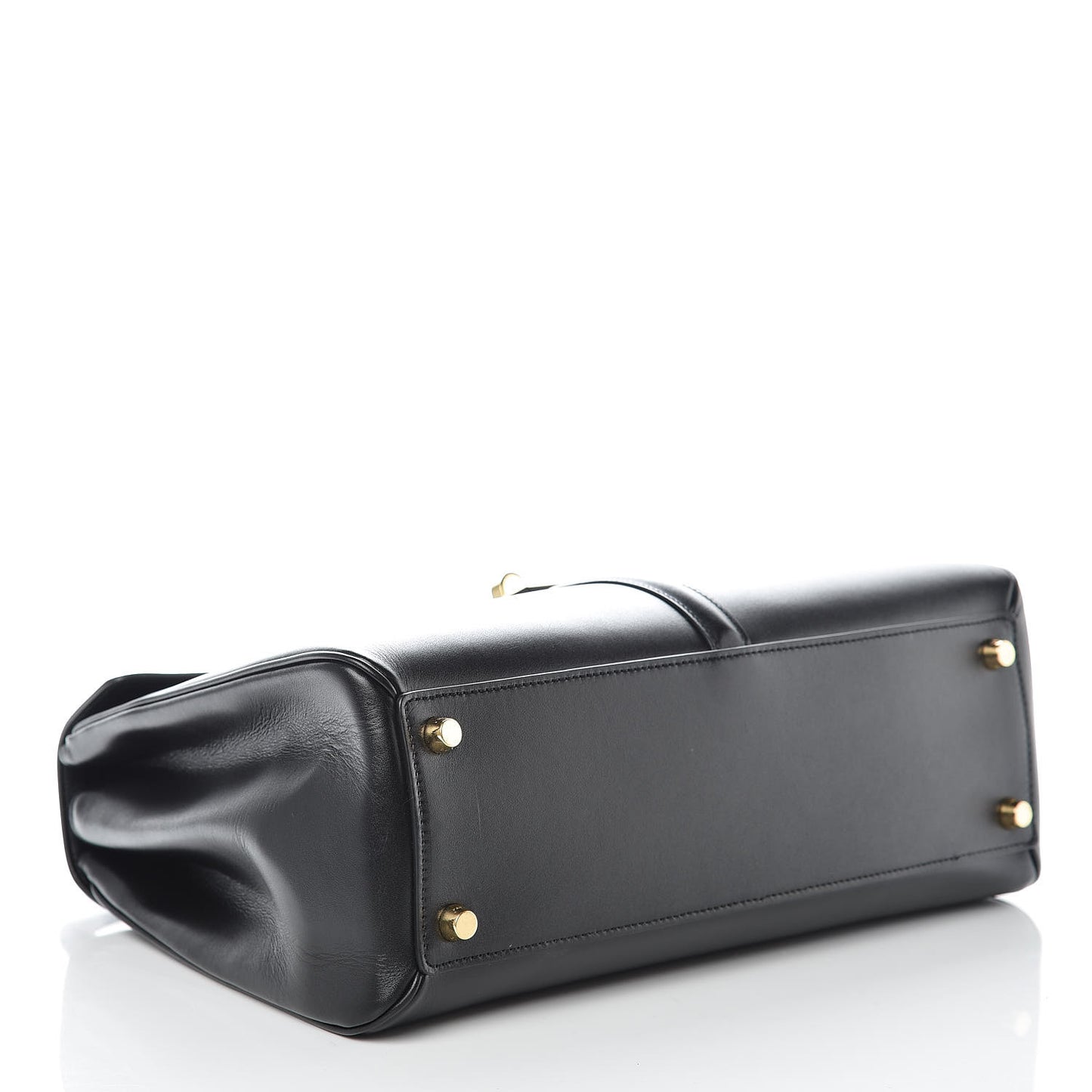 Satinated Calfskin Medium 16 Top Handle Bag Black
