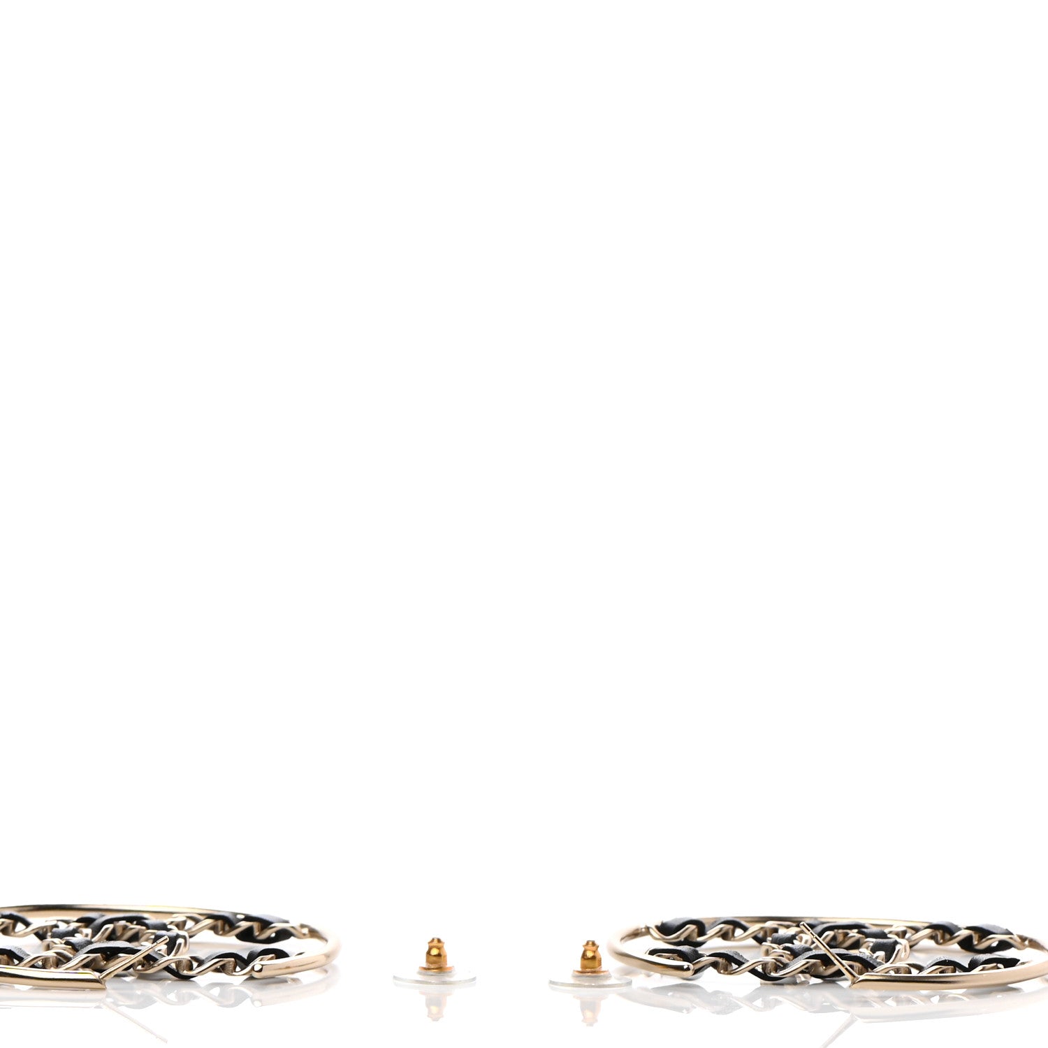 Chanel Lambskin CC Chain Hoop Earrings Black Gold 6 of 9