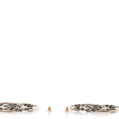 Chanel Lambskin CC Chain Hoop Earrings Black Gold 6 of 9