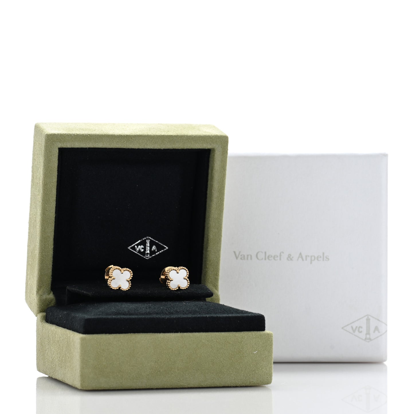 18K Yellow Gold Mother of Pearl Sweet Alhambra Earrings