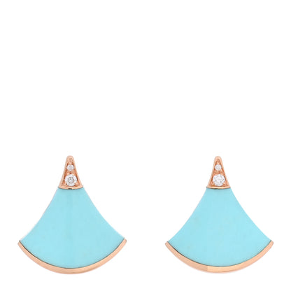 Bulgari 18K Rose Gold Diamond Turquoise Divas' Dream Stud Earrings 1 of 5