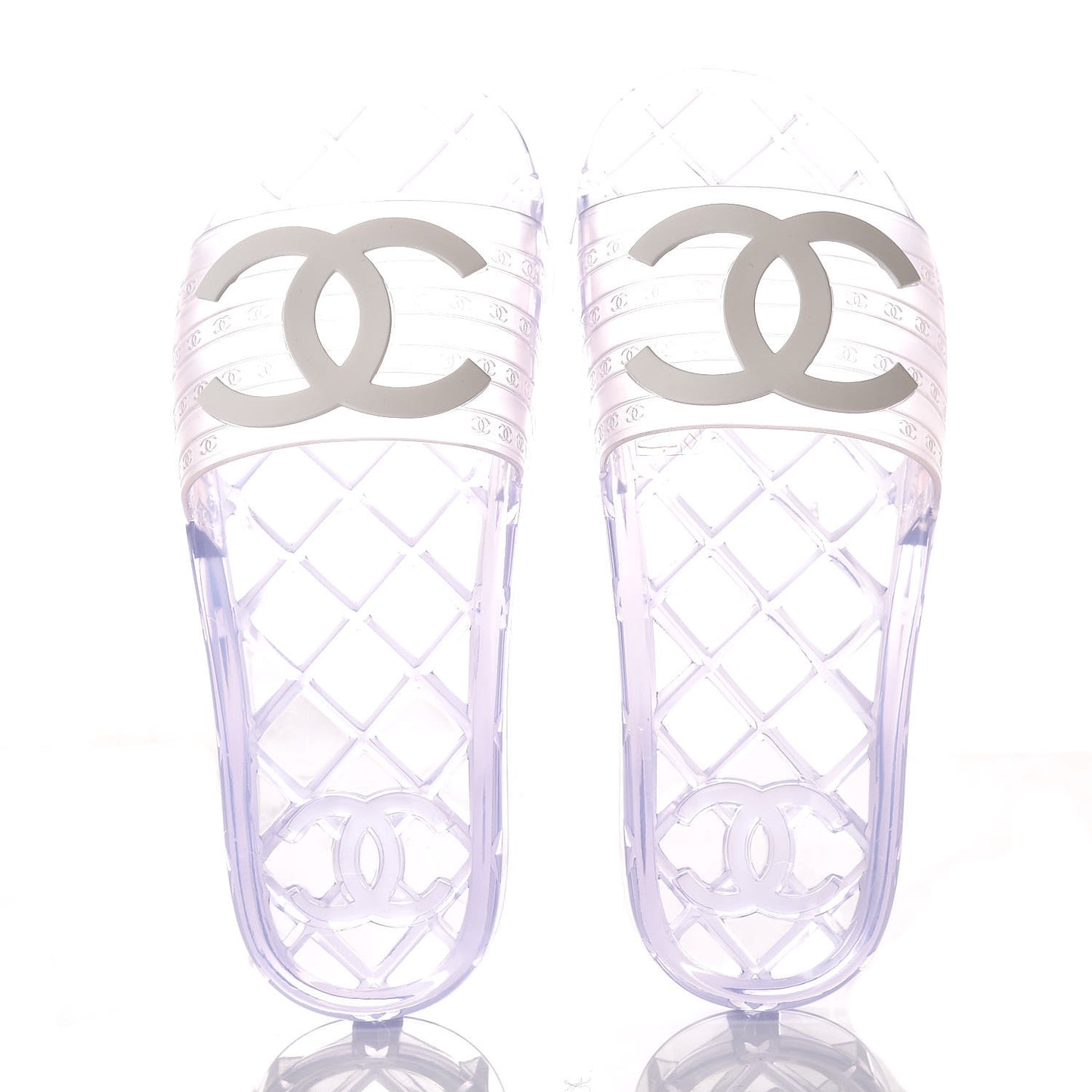 PVC Transparent CC Flat Slide Sandals 36 White