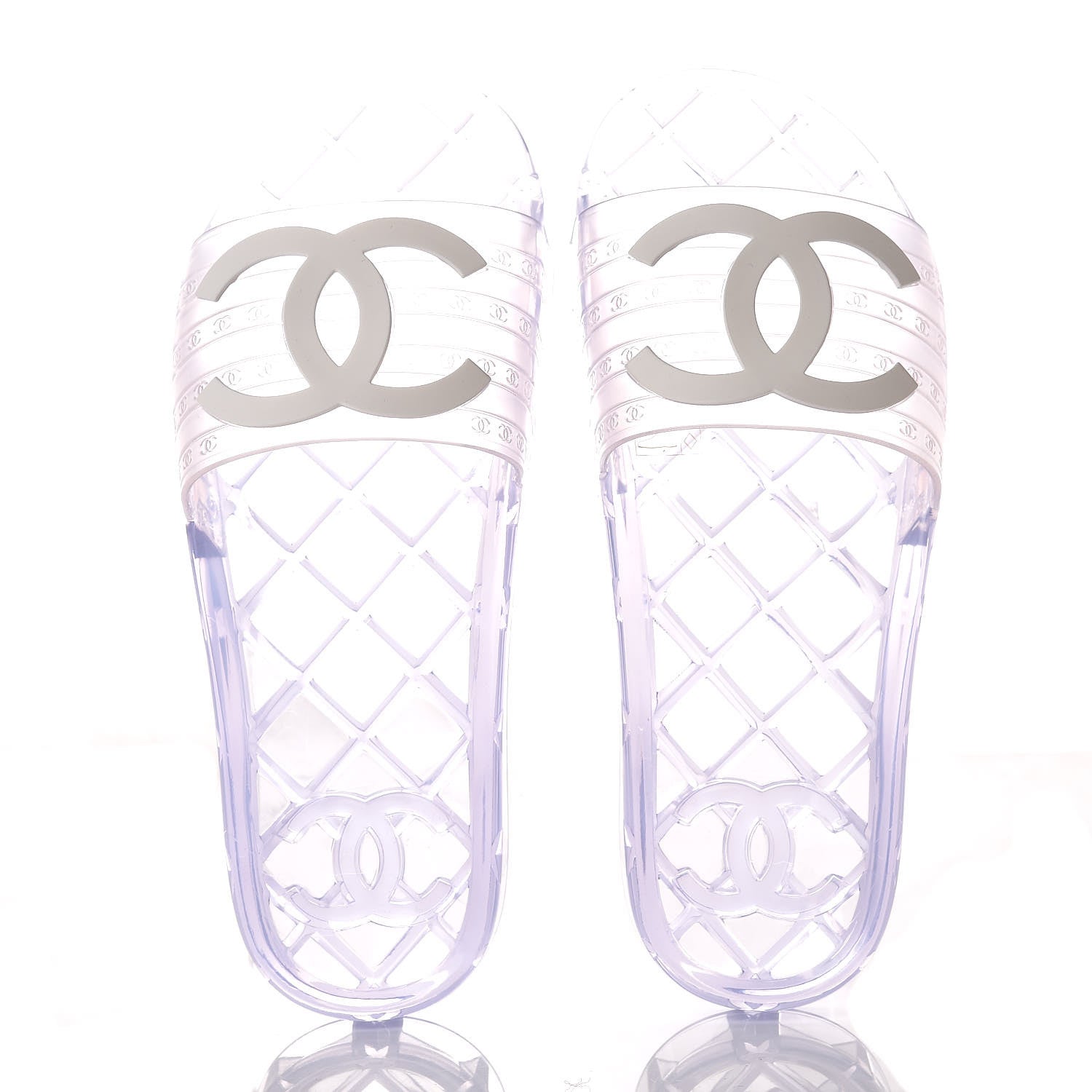 Chanel PVC Transparent CC Flat Slide Sandals 36 White 7 of 8