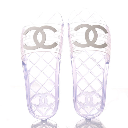 Chanel PVC Transparent CC Flat Slide Sandals 36 White 7 of 8