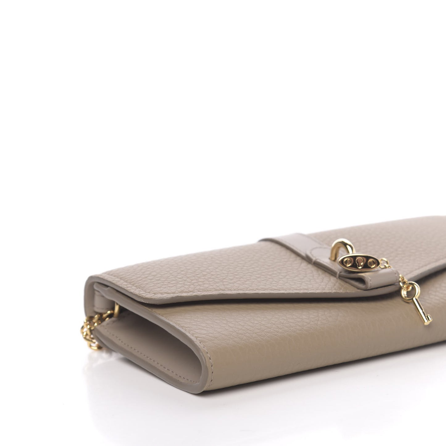 Grained Calfskin Aby Chain Wallet Motty Grey