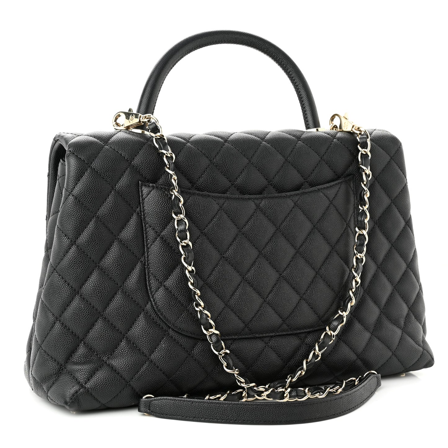 Caviar Quilted Medium Coco Handle Flap Black