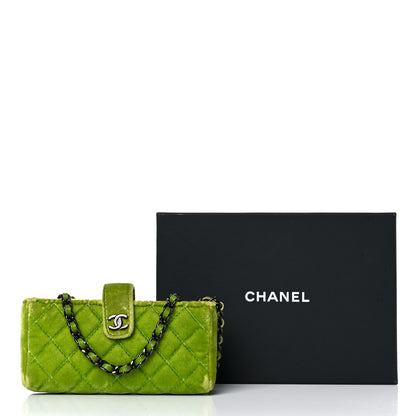 Chanel Velvet Quilted Mini Phone Holder Crossbody Bag Green 17 of 17