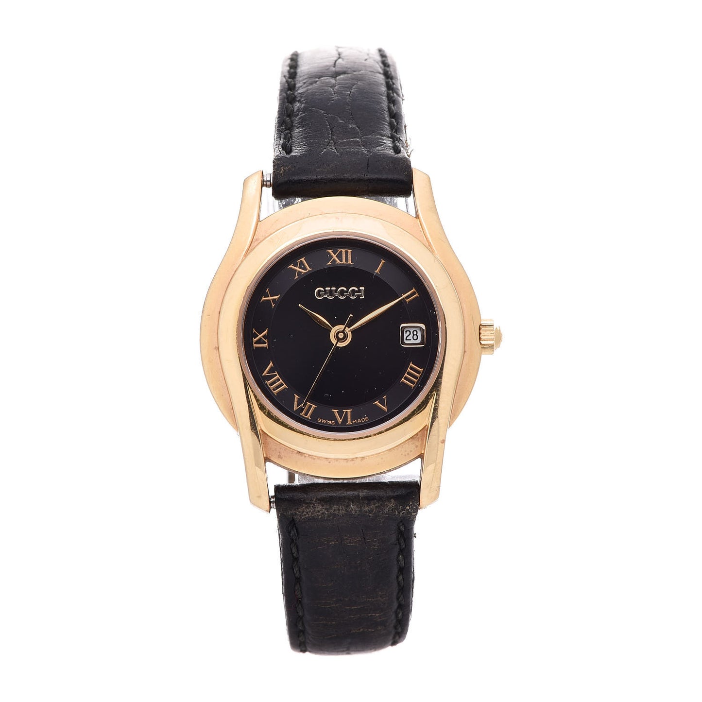 Stainless Steel Calfskin 27mm 5400L Quartz Watch Black