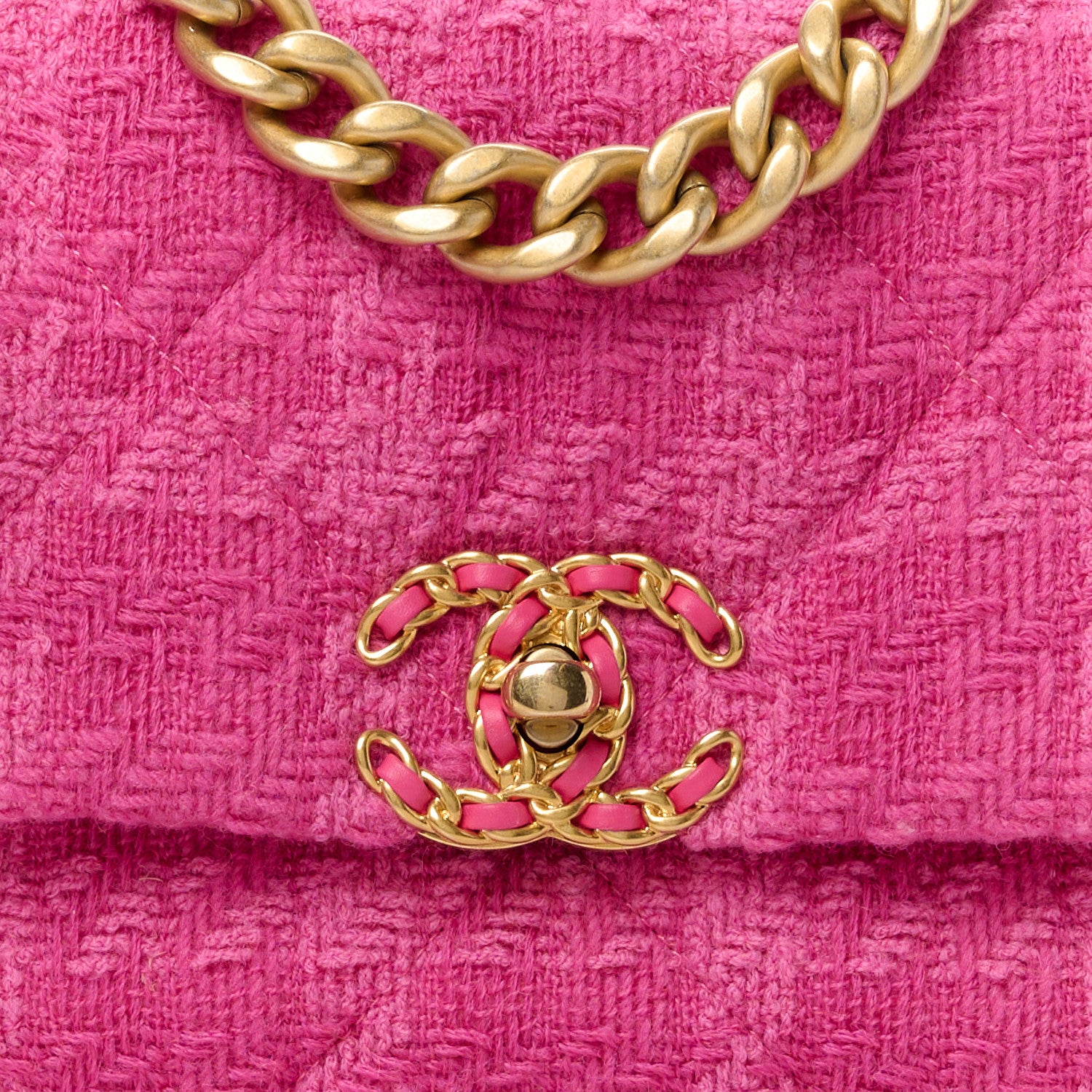 Chanel Tweed Quilted Medium Chanel 19 Flap Pink 9 of 11