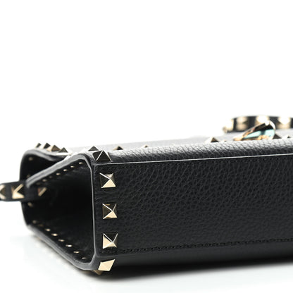 Valentino Garavani Pebbled Calfskin Medium Rockstud Flip Lock Crossbody Bag Black 6 of 12