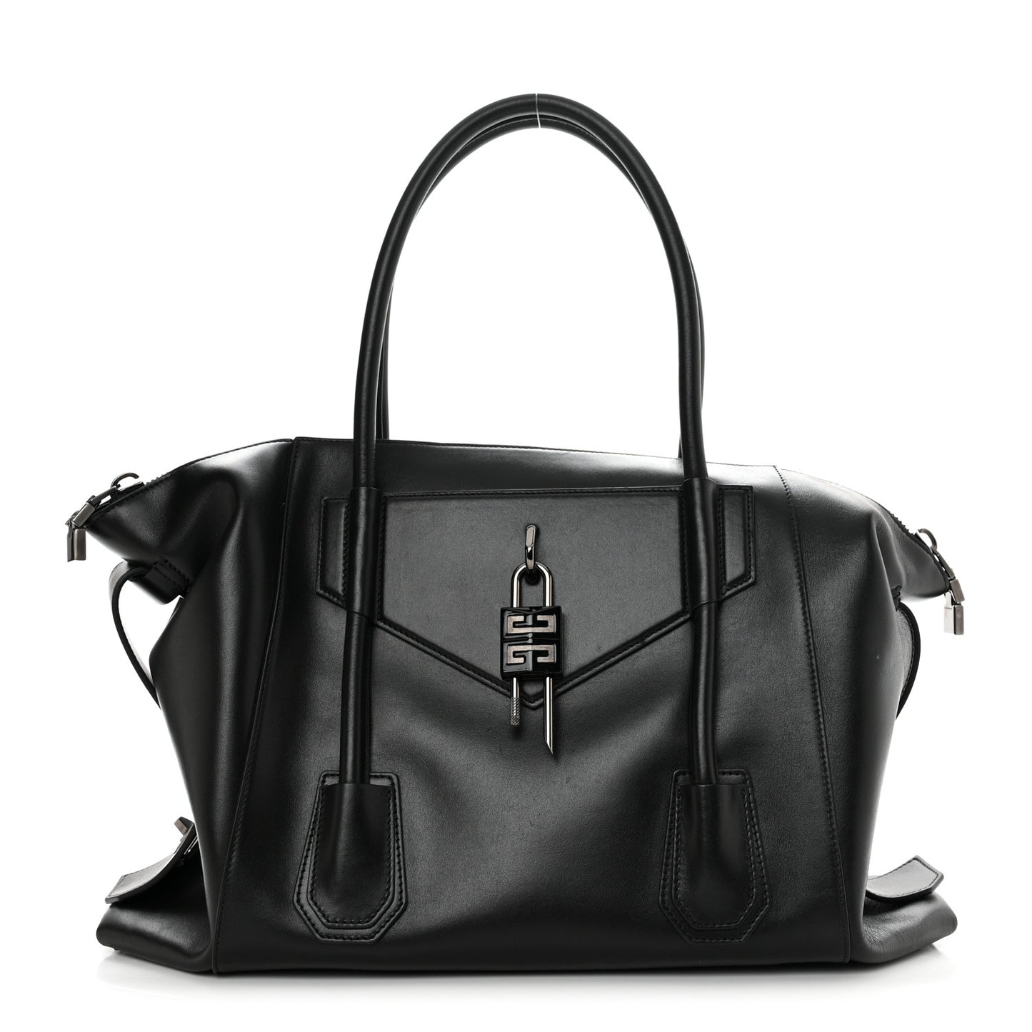 Smooth Calfskin Medium Antigona Lock Duffle Bag Black