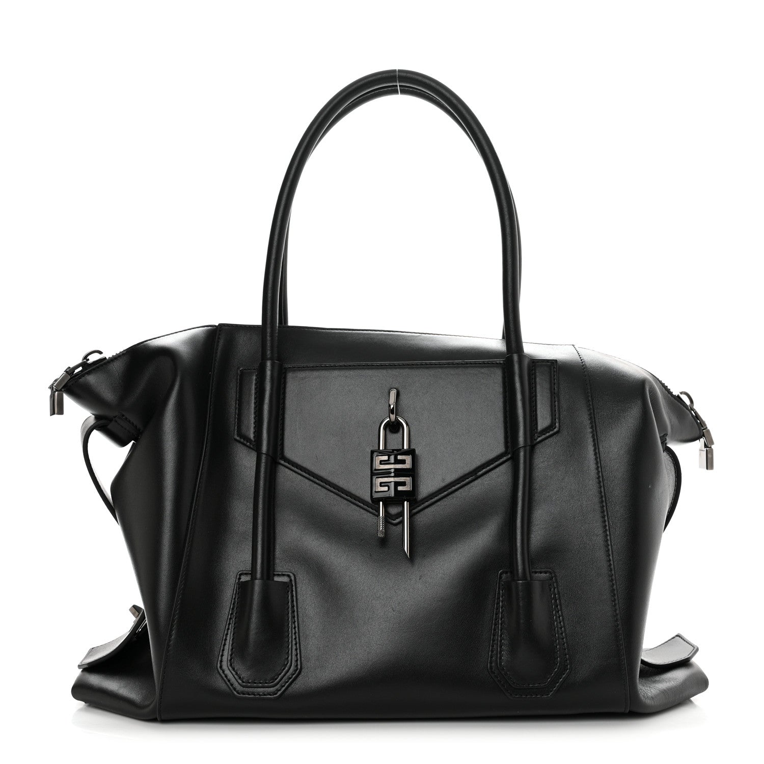 Givenchy Smooth Calfskin Medium Antigona Lock Duffle Bag Black 1 of 10
