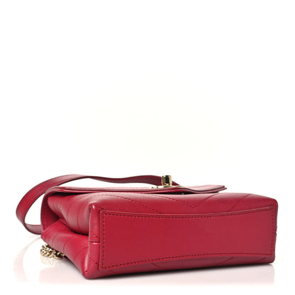 Chanel Calfskin Chevron Stitched Coco Waist Bag Red 4 of 11