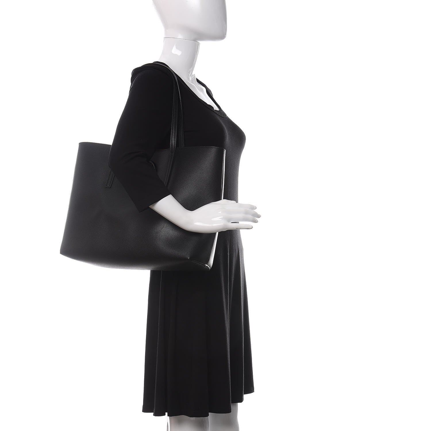 Fendi Vitello Vienna Enamel F is Fendi Shopping Tote Black Taupe 2 of 10