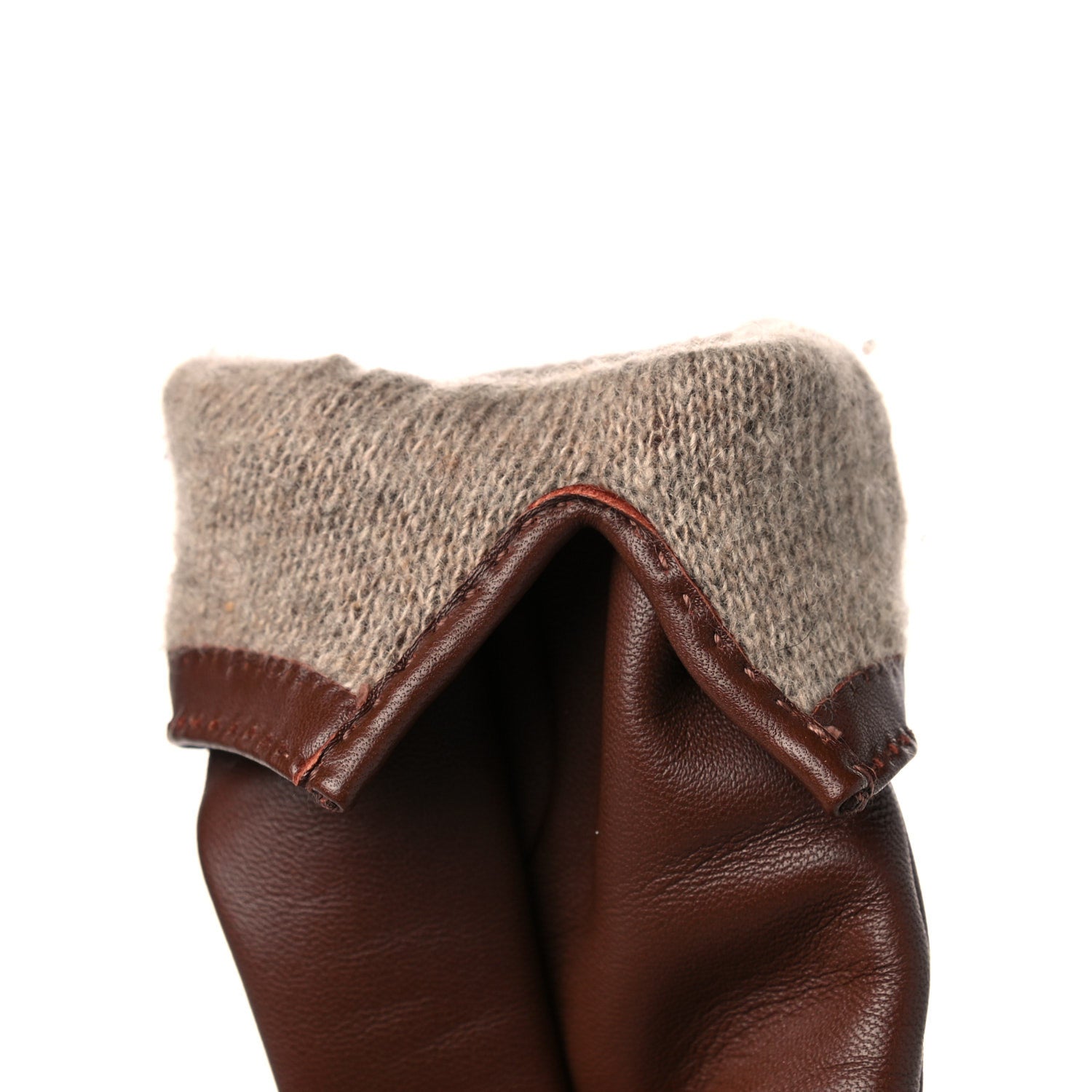 Hermes Lambskin Soya Kelly Lock Gloves 7.5 Brown 4 of 10
