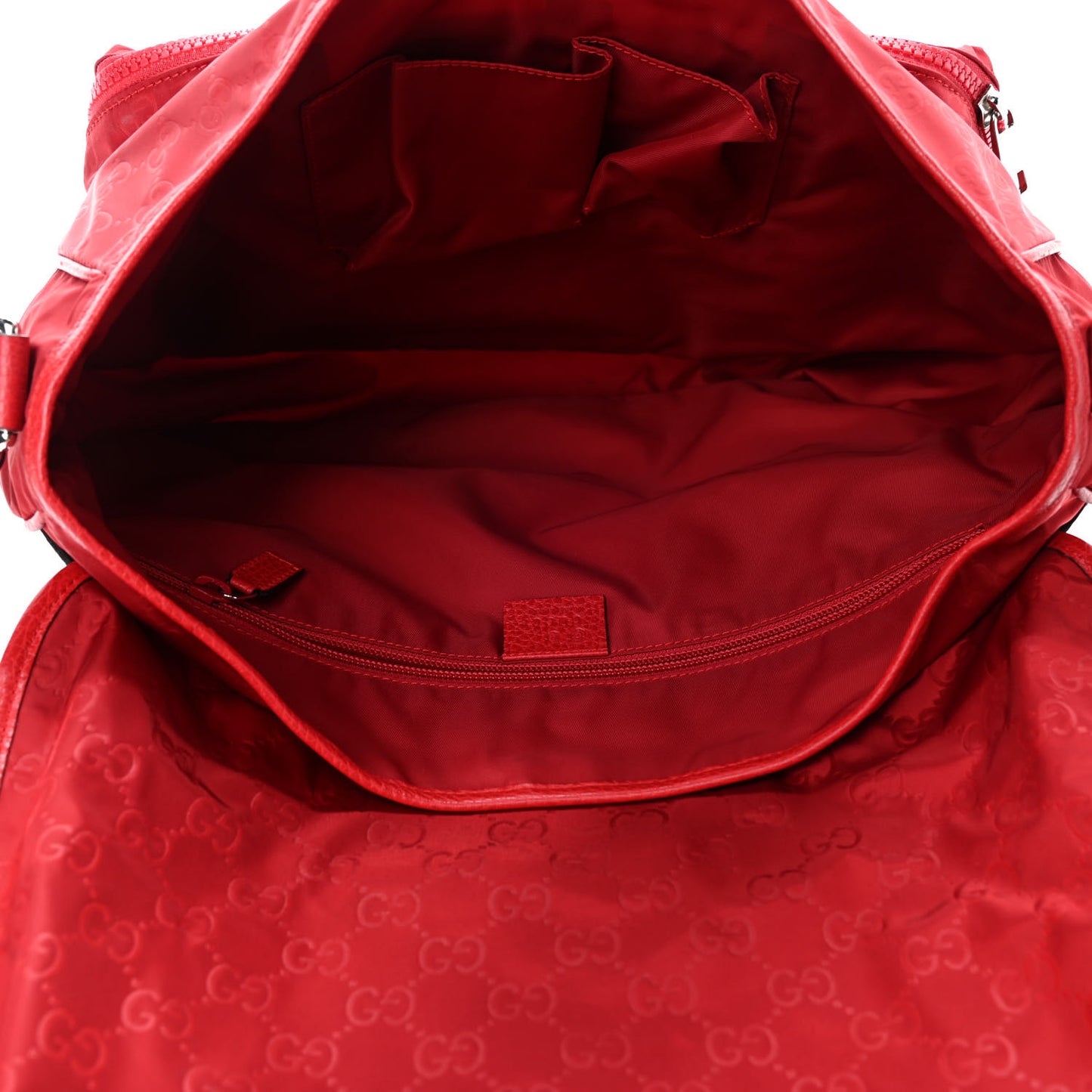 Nylon Monogram Double Buckle Flap Messenger Bag Vibrant Red