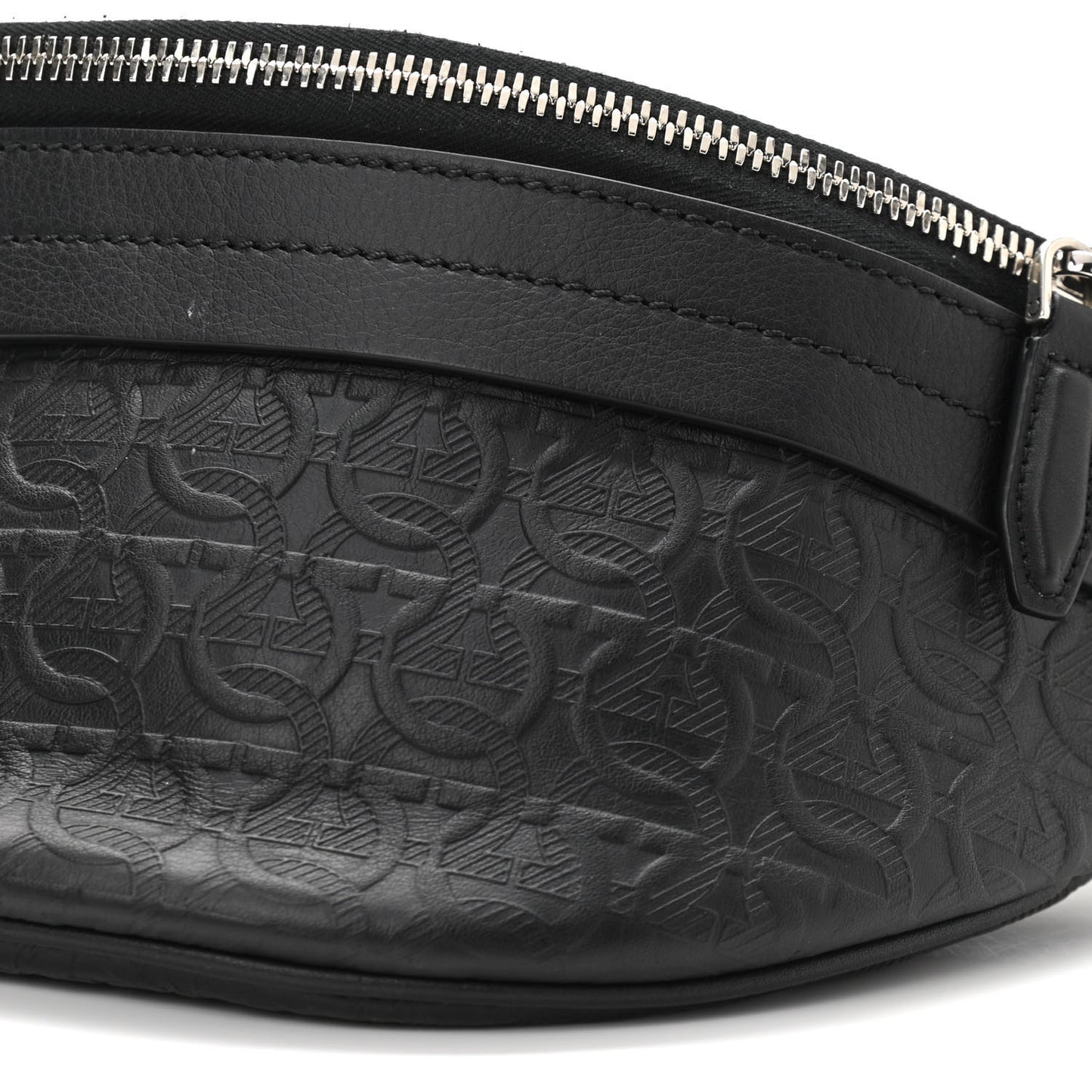 Hammered Calfskin Gancini Waist Bag Black
