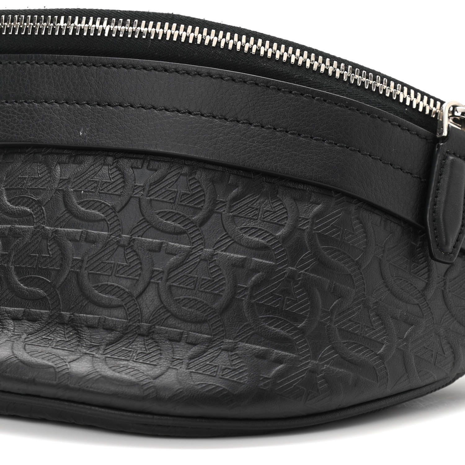 Salvatore Ferragamo Hammered Calfskin Gancini Waist Bag Black 7 of 9