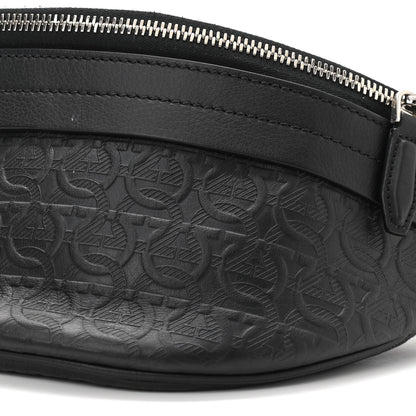 Salvatore Ferragamo Hammered Calfskin Gancini Waist Bag Black 7 of 9