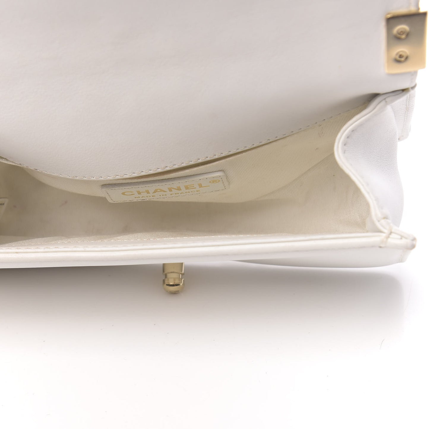 Calfskin Quilted Small Boy Flap White