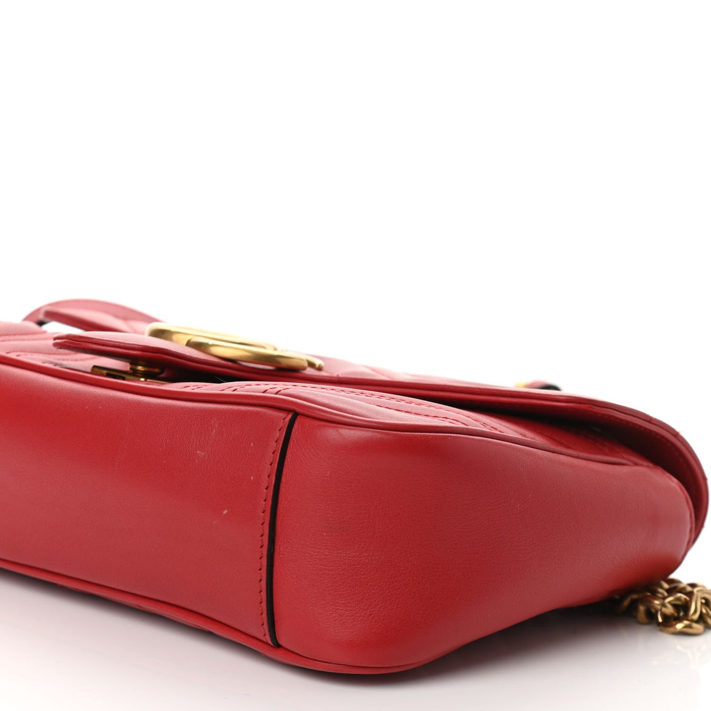 Calfskin Matelasse Small GG Marmont Shoulder Bag Hibiscus Red