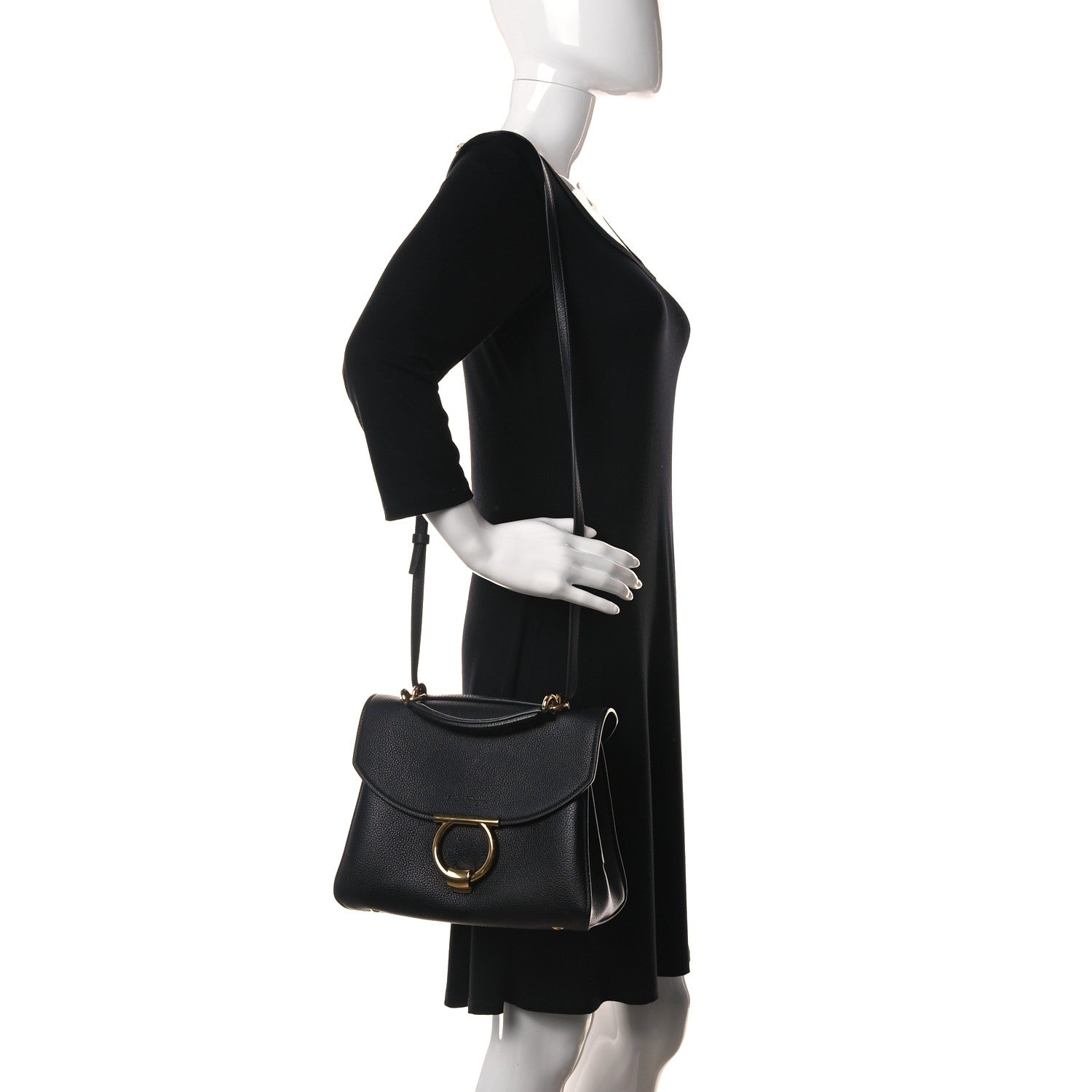Salvatore Ferragamo Calfskin Small Margot Top Handle Satchel Black 3 of 10