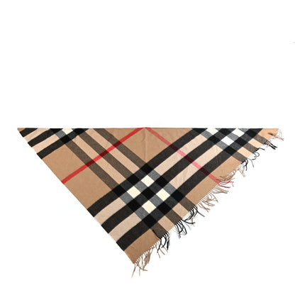 Burberry Cashmere Half Mega Check Bandana Scarf Camel 1 of 3