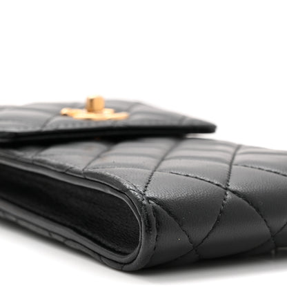 Chanel Lambskin Quilted Pearl Crush Phone Holder With Chain Black 9 of 10