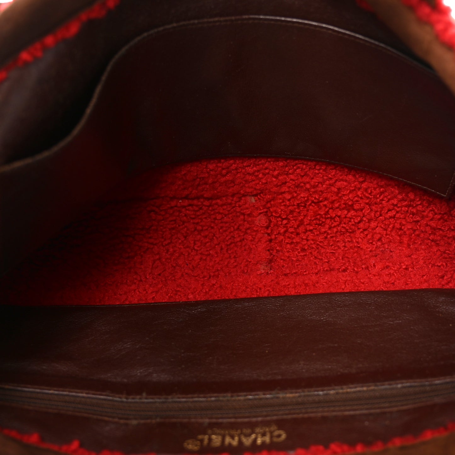 Suede Shearling Shoulder Bag Brown