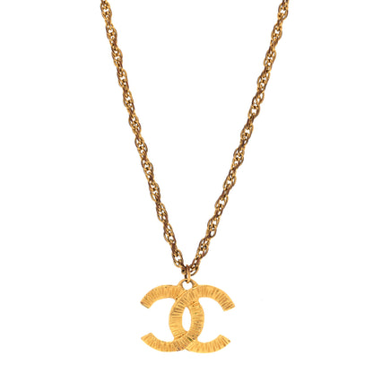 Chanel Metal Textured CC Chain Pendant Necklace Gold 1 of 5