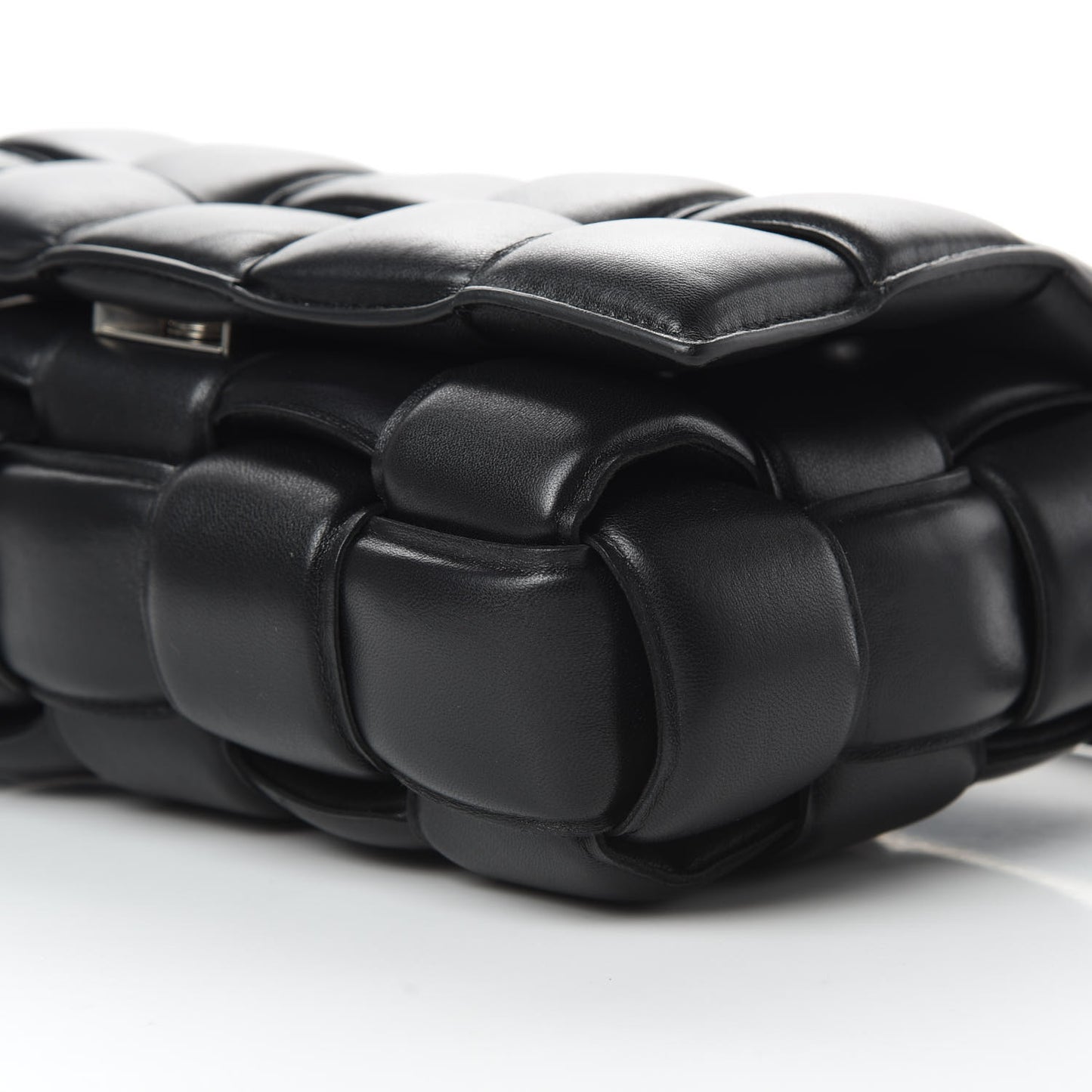 Nappa Maxi Intreccio Padded Cassette Crossbody Bag Black