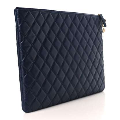 Chanel Lambskin Quilted Casino Beauty CC Cosmetic Case Navy 3 of 9