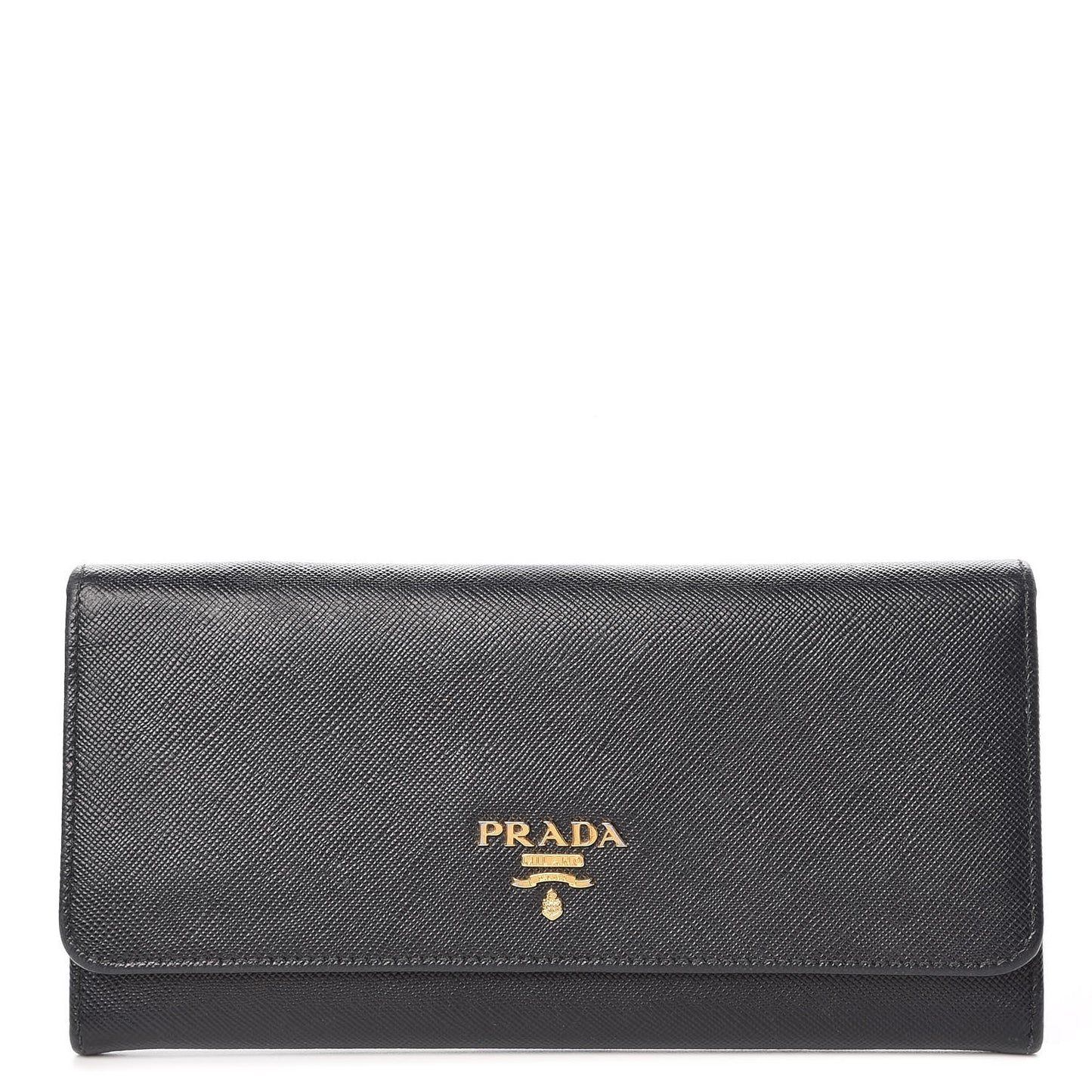 Saffiano Metal Continental Flap Wallet Black