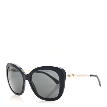 Chanel Acetate Butterfly Winter Pearl Sunglasses 5339-H Navy 1 of 8