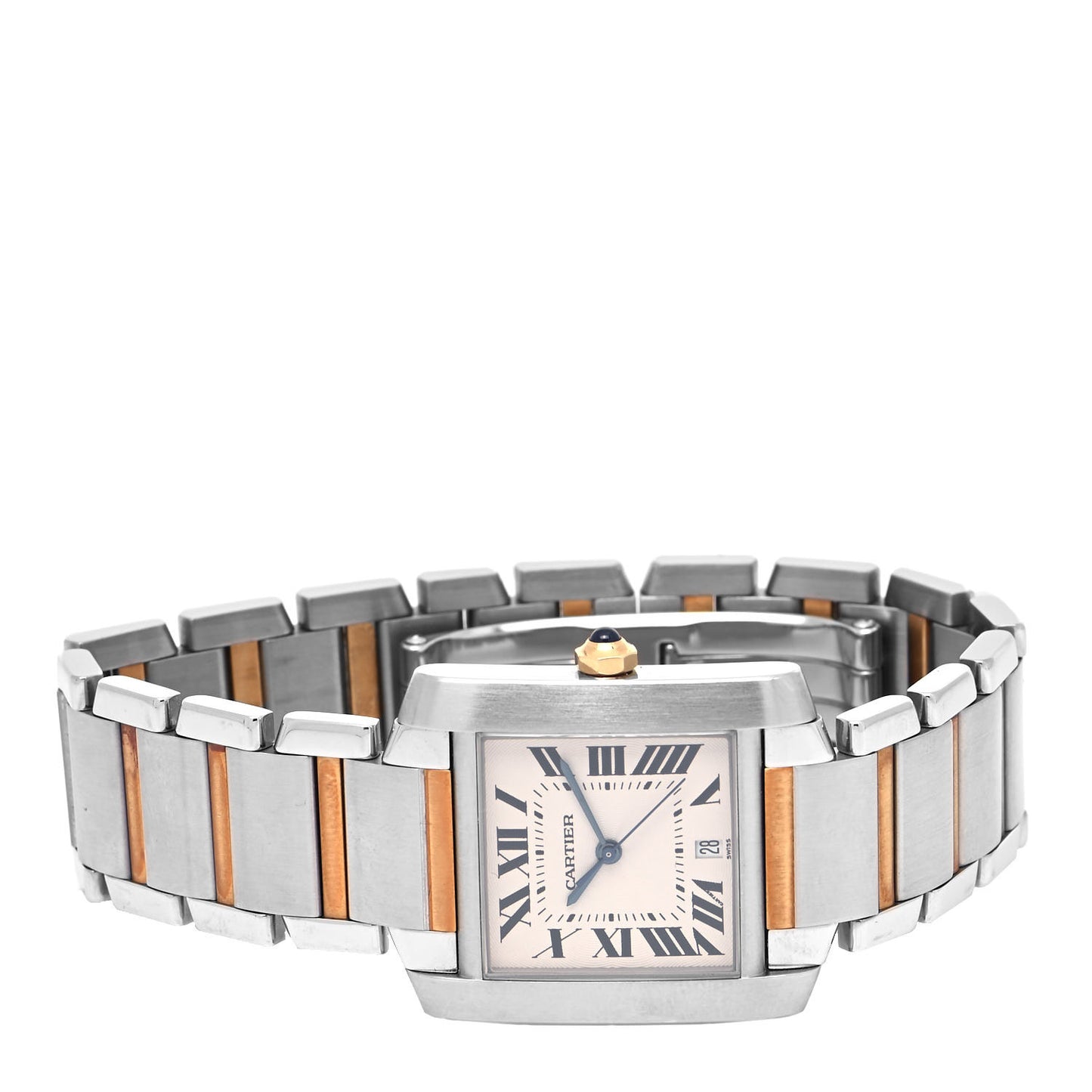 Stainless Steel 18K Yellow Gold 28mm Tank Francaise Automatic Watch