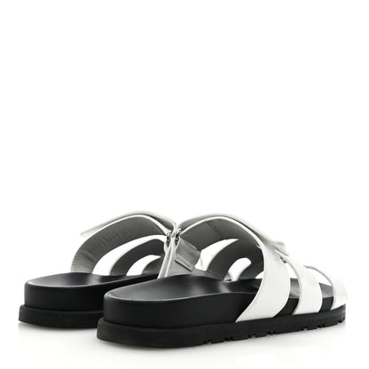 Hermes Calfskin Womens Chypre Sandals 37 White 4 of 8