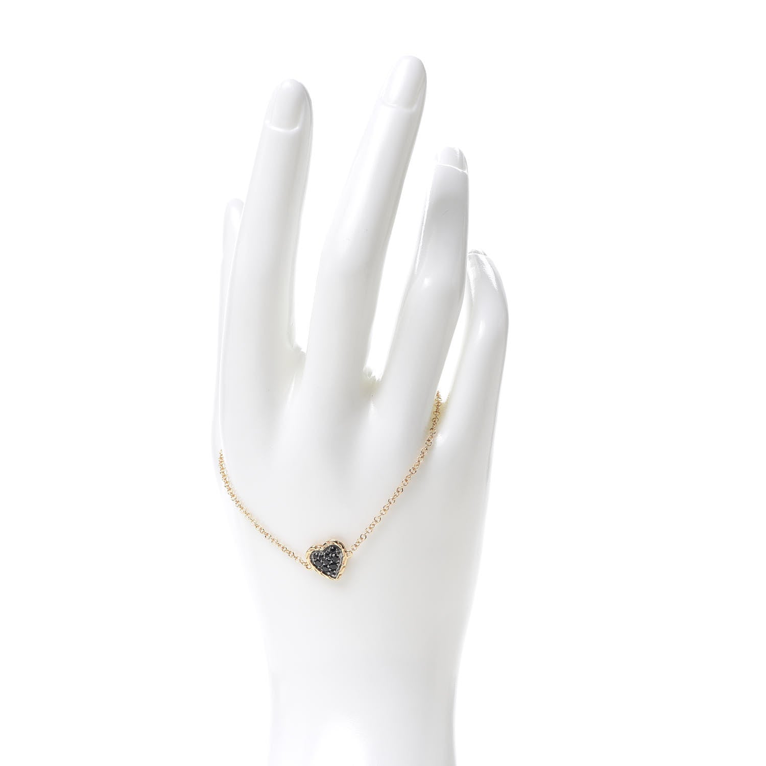 John Hardy 18K Rose Gold Black Sapphire Classic Chain Heart Station Bracelet 2 of 6