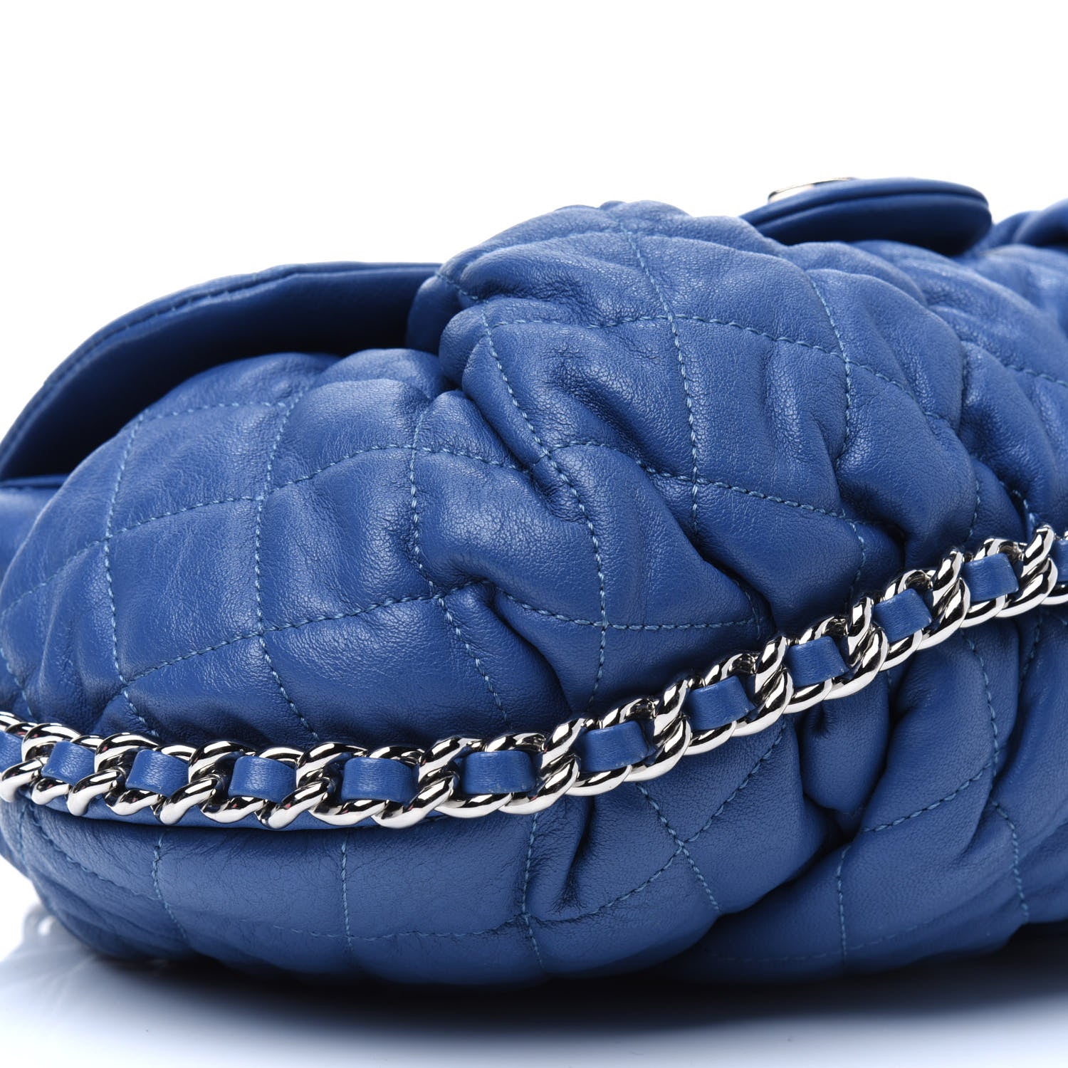 Chanel Washed Lambskin Quilted Medium Chain Around Messenger Blue 21 of 33