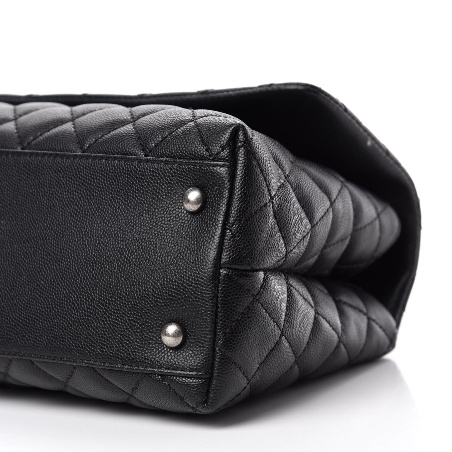 Caviar Lizard Quilted Small Coco Handle Flap Black