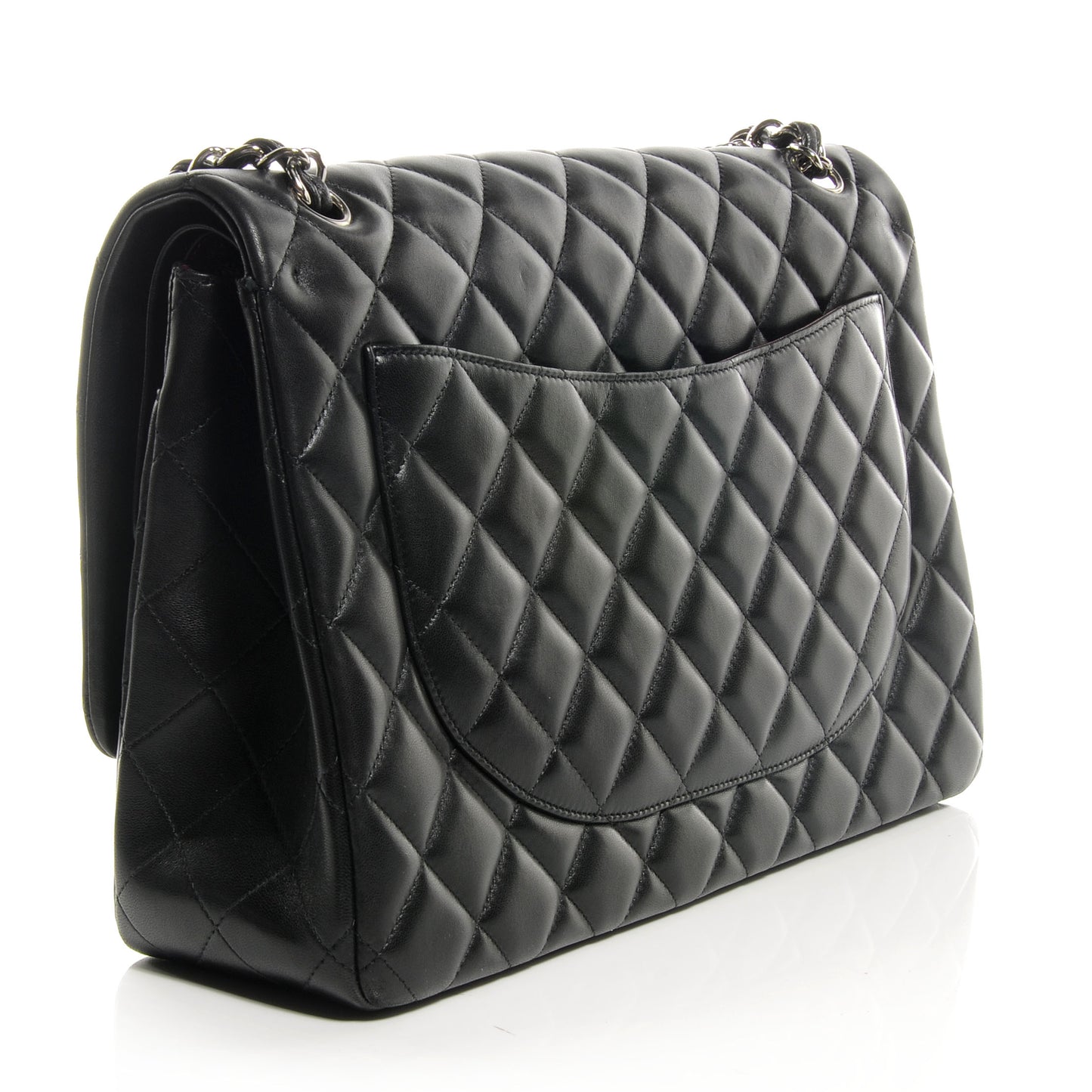 Lambskin Quilted Maxi Double Flap Black
