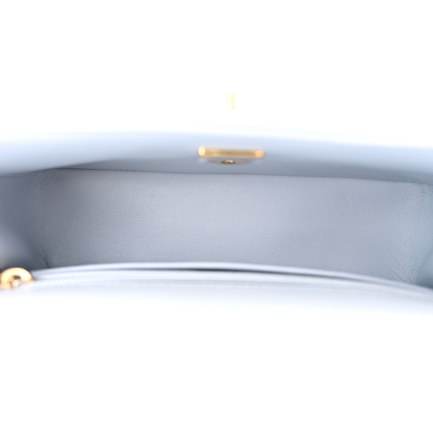 Chanel Shiny Lambskin Quilted Pearl Twist Mini Square Flap Light Grey 5 of 11