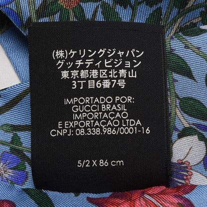 Gucci Silk Twill Newflora Neck Bow Scarf Bluette 6 of 6