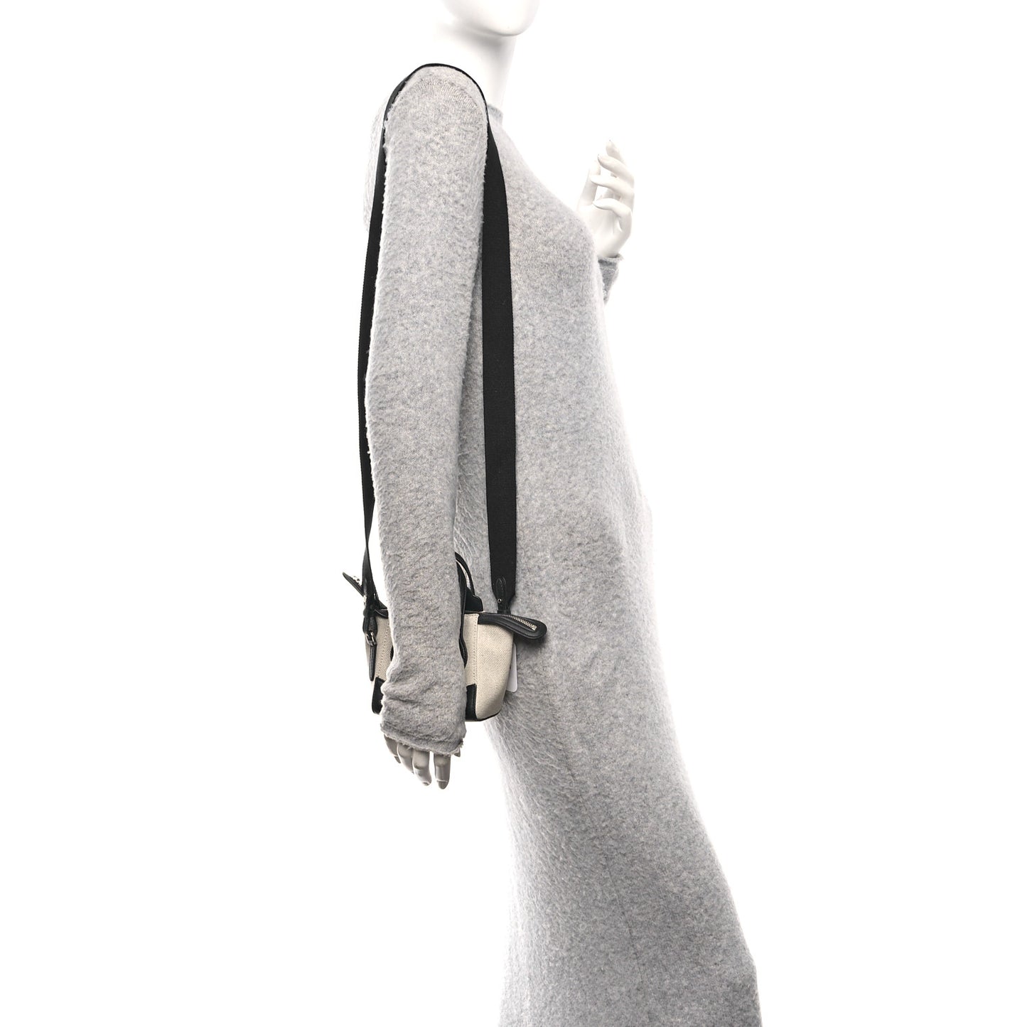 Calfskin Cotton Linen Nano Sesia Happy Day Bag Natural Black
