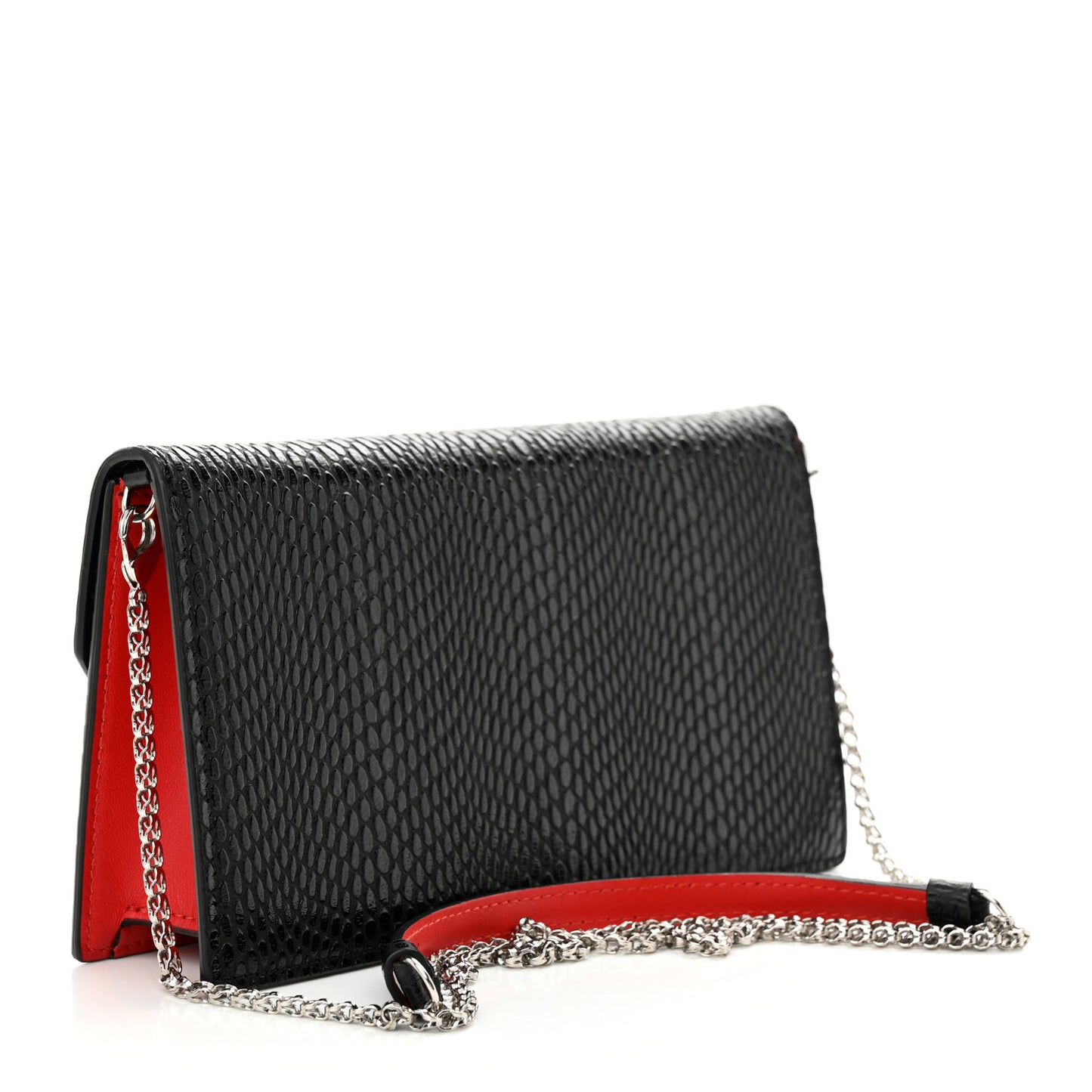 Jurassic Calfskin Embossed Loubi54 Crossbody Clutch Black