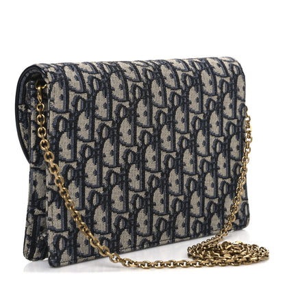 Christian Dior Oblique Saddle Chain Pouch Blue 3 of 9