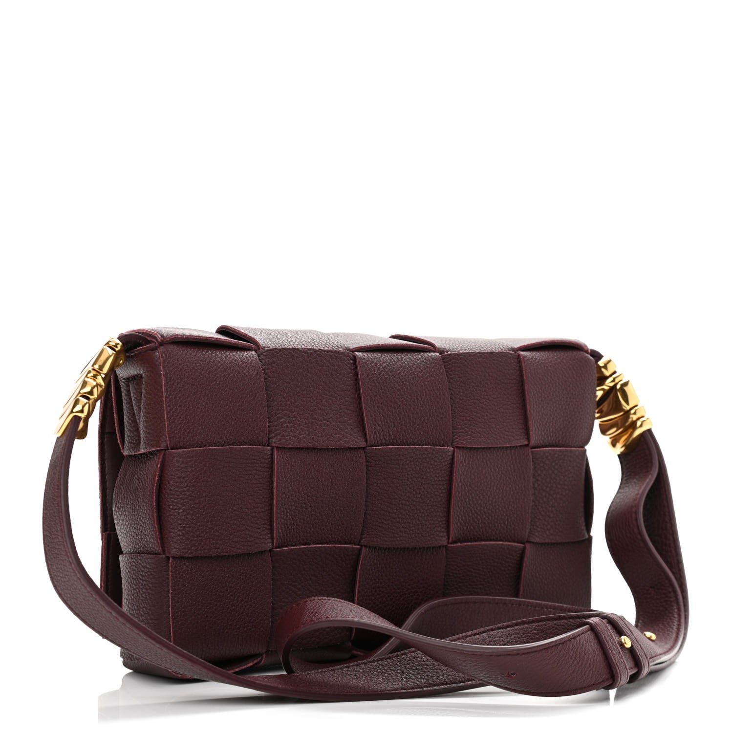 Bottega Veneta Grained Calfskin Maxi Intrecciato Cassette Crossbody Bag Bordeaux 3 of 10