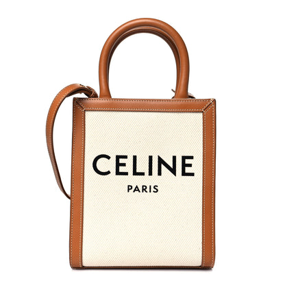 Celine Canvas Calfskin Mini Vertical Cabas Natural Tan 1 of 8
