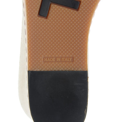 Chanel Canvas Camellia Wedge Sandals 36.5 Off White Black 6 of 8