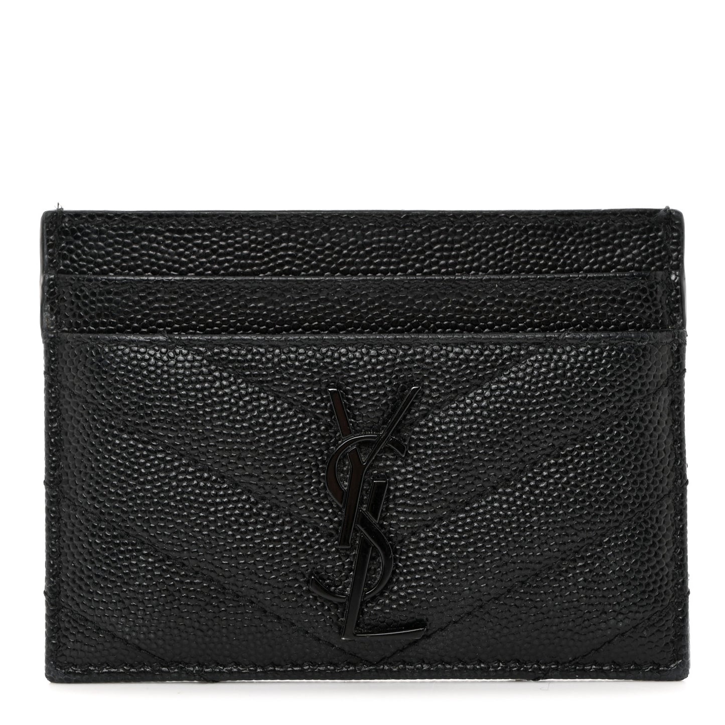 Grain De Poudre Matelasse Chevron Monochrome Monogram Credit Card Case Black